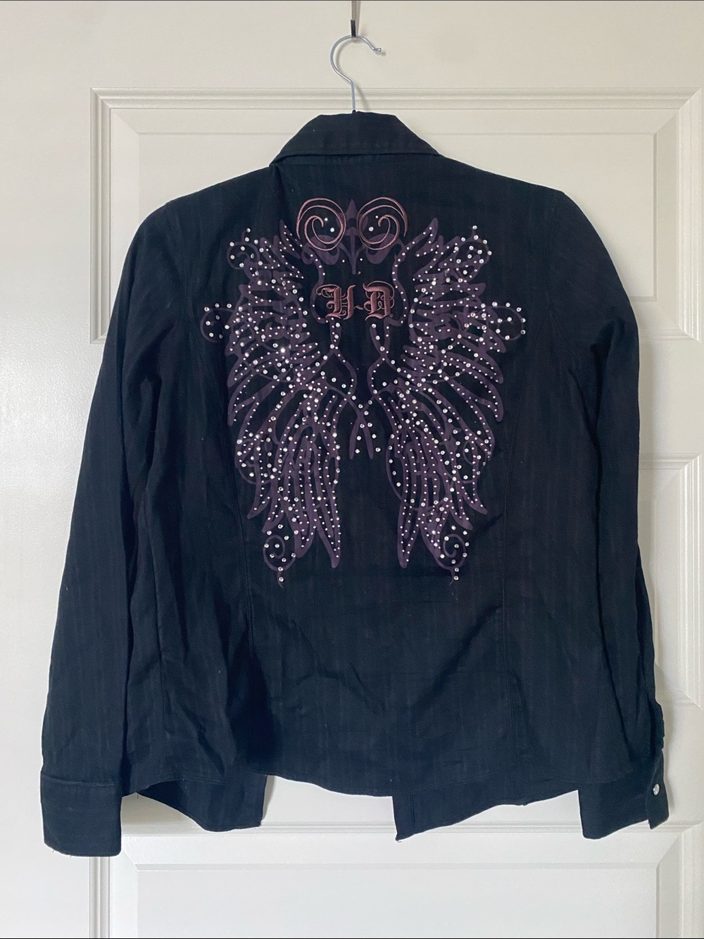 2007 Harley-Davidson Black Button up with Purple Wing Embellishment